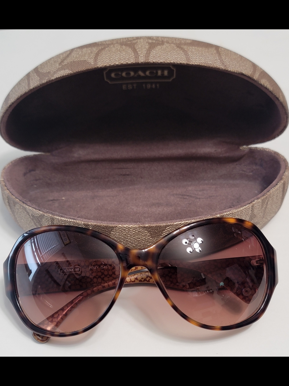 Coach Women's Tortoise Shell Sunglasses with Brown Gradient Lenses Posey 467